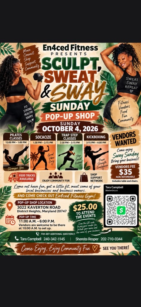 Sculpt Sweat & Sway Sunday Pop-Up Shop Flyer